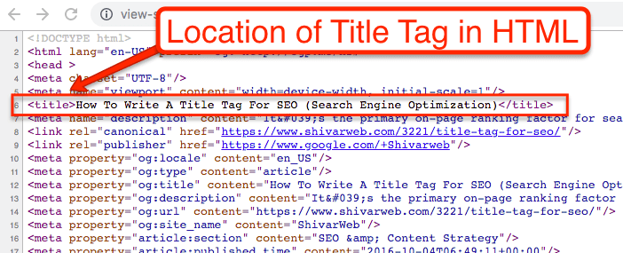 HTML SEO title example